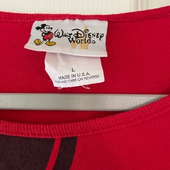 Walt Disney World Women's Red Mickey Mouse Face Tee Sz Large - Picture 2 of 9